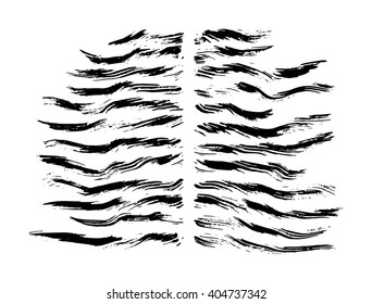 Vector set of grunge brush strokes. Black vector brush strokes collection. Grunge stains. Set of brushes design elements, hand drawn with ink.