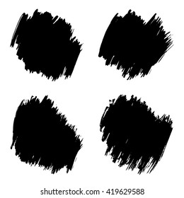 Vector set of grunge brush strokes. Black vector brush strokes collection. Grunge stains. Set of brushes design elements, hand drawn with ink.