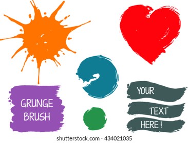 Vector set of grunge brush strokes