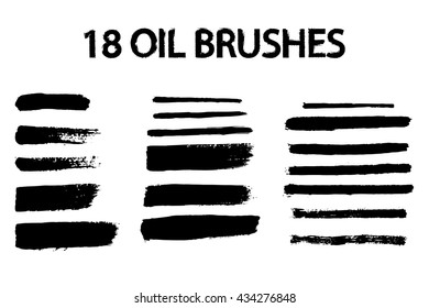 Vector set of grunge brush strokes. Oil brushes