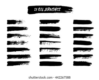 Vector set of grunge brush strokes. Oil brushes