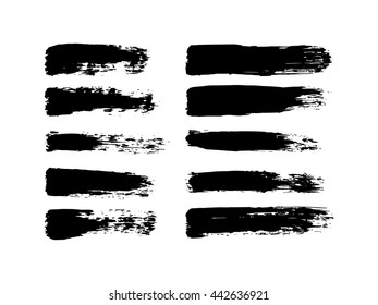Vector set of grunge brush strokes. Oil brushes