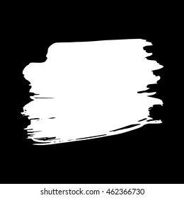 Vector set of grunge brush strokes. White vector brush in a black background. Strokes collection. Grunge stains. Set of brushes design elements, hand drawn with ink.
