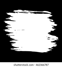 Vector set of grunge brush strokes. White vector brush in a black background. Strokes collection. Grunge stains. Set of brushes design elements, hand drawn with ink.