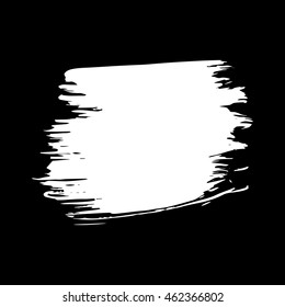 Vector set of grunge brush strokes. White vector brush in a black background. Strokes collection. Grunge stains. Set of brushes design elements, hand drawn with ink.