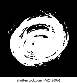 Vector set of grunge brush strokes. White vector brush in a black background. Strokes collection. Grunge stains. Set of brushes design elements, hand drawn with ink.