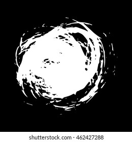 Vector set of grunge brush strokes. White vector brush in a black background. Strokes collection. Grunge stains. Set of brushes design elements, hand drawn with ink.