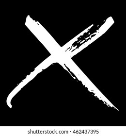 Vector set of grunge brush strokes. White vector brush in a black background. Strokes collection. Grunge stains. Set of brushes design elements, hand drawn with ink.
