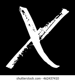 Vector set of grunge brush strokes. White vector brush in a black background. Strokes collection. Grunge stains. Set of brushes design elements, hand drawn with ink.

