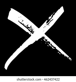 Vector set of grunge brush strokes. White vector brush in a black background. Strokes collection. Grunge stains. Set of brushes design elements, hand drawn with ink.
