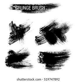 Vector Set Of Grunge Brush Strokes