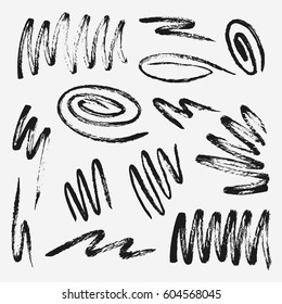 Vector set of grunge brush strokes