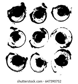 Vector set of grunge brush strokes. Black vector brush strokes collection. Grunge stains. Set of brushes design elements, hand drawn with ink.