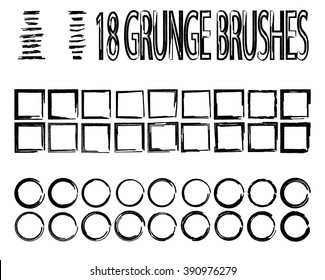 Vector set of grunge brushes. Ink  brushes strokes. Borders, dividers, frames. Design elements. Brushes are included.Grunge frames and borders.