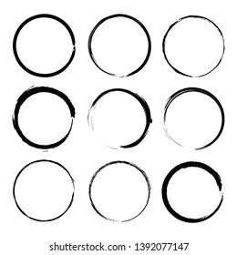 Vector set of grunge circle brush vector illustration