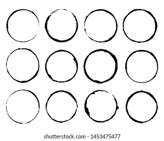 Vector set of grunge circle brush vector illustration