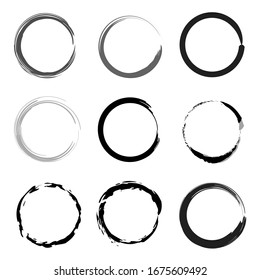 Vector set of grunge circle brush vector illustration