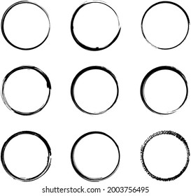 Vector set grunge circle brush stock art