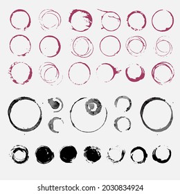 Conjunto vectorial de trazos de pincel de círculo grueso