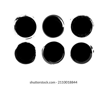 Vector set of grunge circle brush strokes