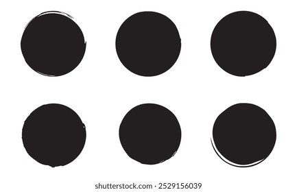 Vector set of grunge circle brush isolated on white background.