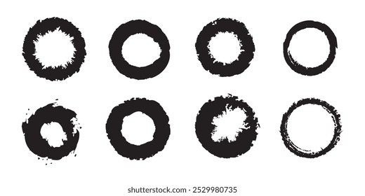 Vector set of grunge circle brush. Grunge round shapes. Grunge banner collection.