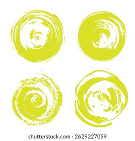 Vector set of grunge circle brush strokes, grunge round shapes