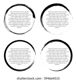 Vector set of grunge circle brush, Drawn hand frame on white background four
