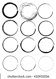 Vector set of grunge circle brush
