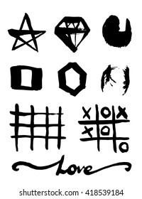 Vector set of grunge circle brush strokes