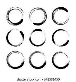 Vector Set - Grunge Circle Brush - Stock Vector.