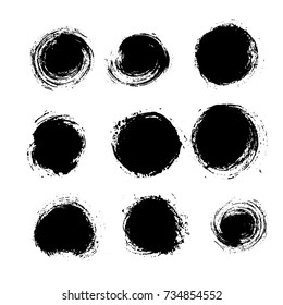 Vector set of grunge circle brush strokes