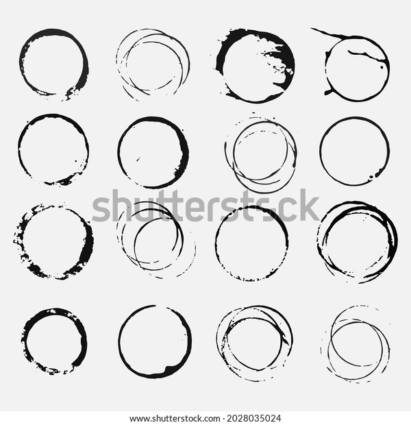 Vector Set Grunge Circle Brush Strokes Stock Vector (Royalty Free ...