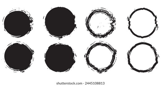 Vector set of grunge circle brushs. Grunge circles.Vector grunge round shapes.