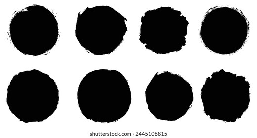 Vector conjunto de cepillos de grunge círculo. Círculos de grunge.Vector grunge Formas redondas.