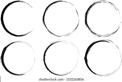 Vector set of grunge circles. Coffee rings  