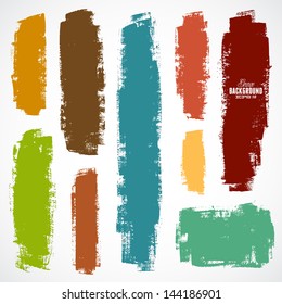 Vector set of grunge colorful brush strokes