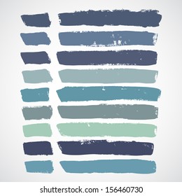 Vector set of grunge colorful brush strokes