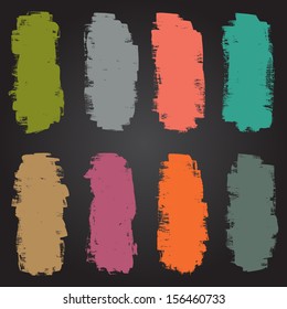 Vector set of grunge colorful brush strokes