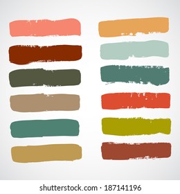Vector set of grunge colorful brush strokes