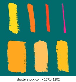 Vector set of grunge colorful brush strokes