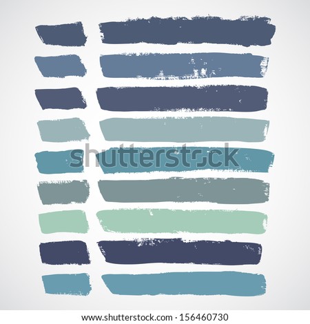 Vector set of grunge colorful brush strokes