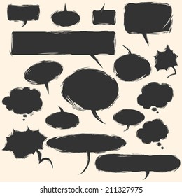 Vector Set of Grunge Comics  Bubbles. Talk and Think
