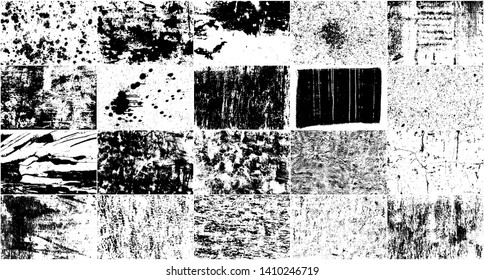 Vector Set Grunge Design Elements. Black And White Noise. Overlay Grainy Texture. Illustration, Eps 10.