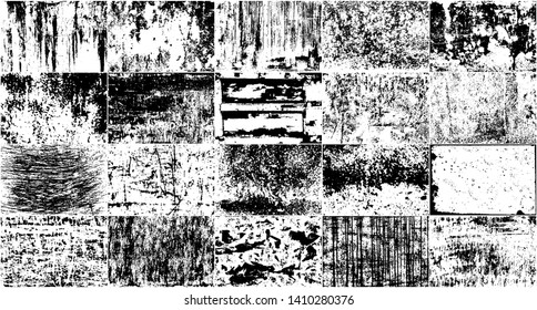 Vector Set Grunge Design Elements. Black And White Noise. Overlay Grainy Texture. Illustration, Eps 10.