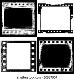 conjunto vectorial de muestras de marco de película de grunge