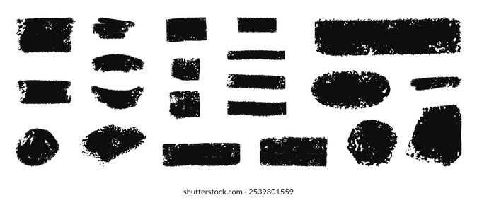 Vector set of grunge graphic background. Set of strokes. dirt banner. set paint, ink brush, brush strokes, frames. Street art texture hand drawn pencil scribble lines. Set of chalk strokes