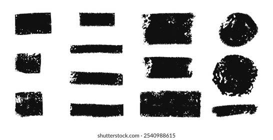 Conjunto de Vector de fondo gráfico grunge. Conjunto de trazos. Anuncio de suciedad. conjunto de pintura, pincel de tinta, pinceladas, marcos. Textura de arte callejero dibujado a mano líneas de lápiz garabato. Conjunto de trazos de tiza