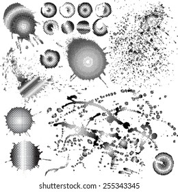 Vector set grunge halftone textures. Grunge shapes.