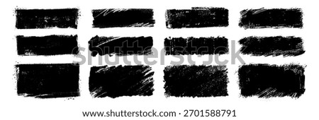 Vector set of grunge ink frames. Bold texture distressed rectangular brush strokes. Textured backgrounds for badges, labels, banners, posters.